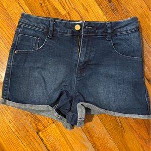 ZARA denim high waisted shorts dark blue jeans
